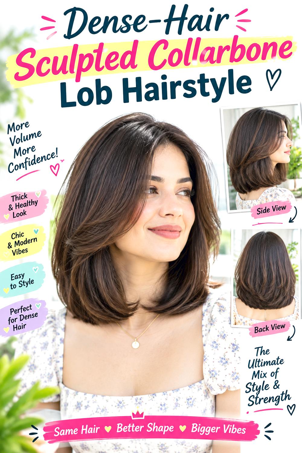 Dense-Hair Sculpted Collarbone Lob Hairstyle