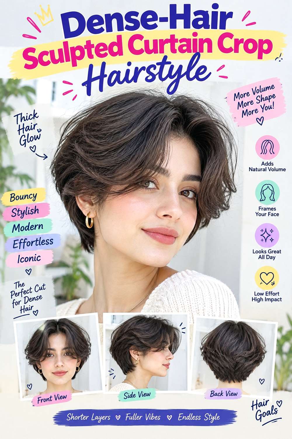 Dense-Hair Sculpted Curtain Crop Hairstyle
