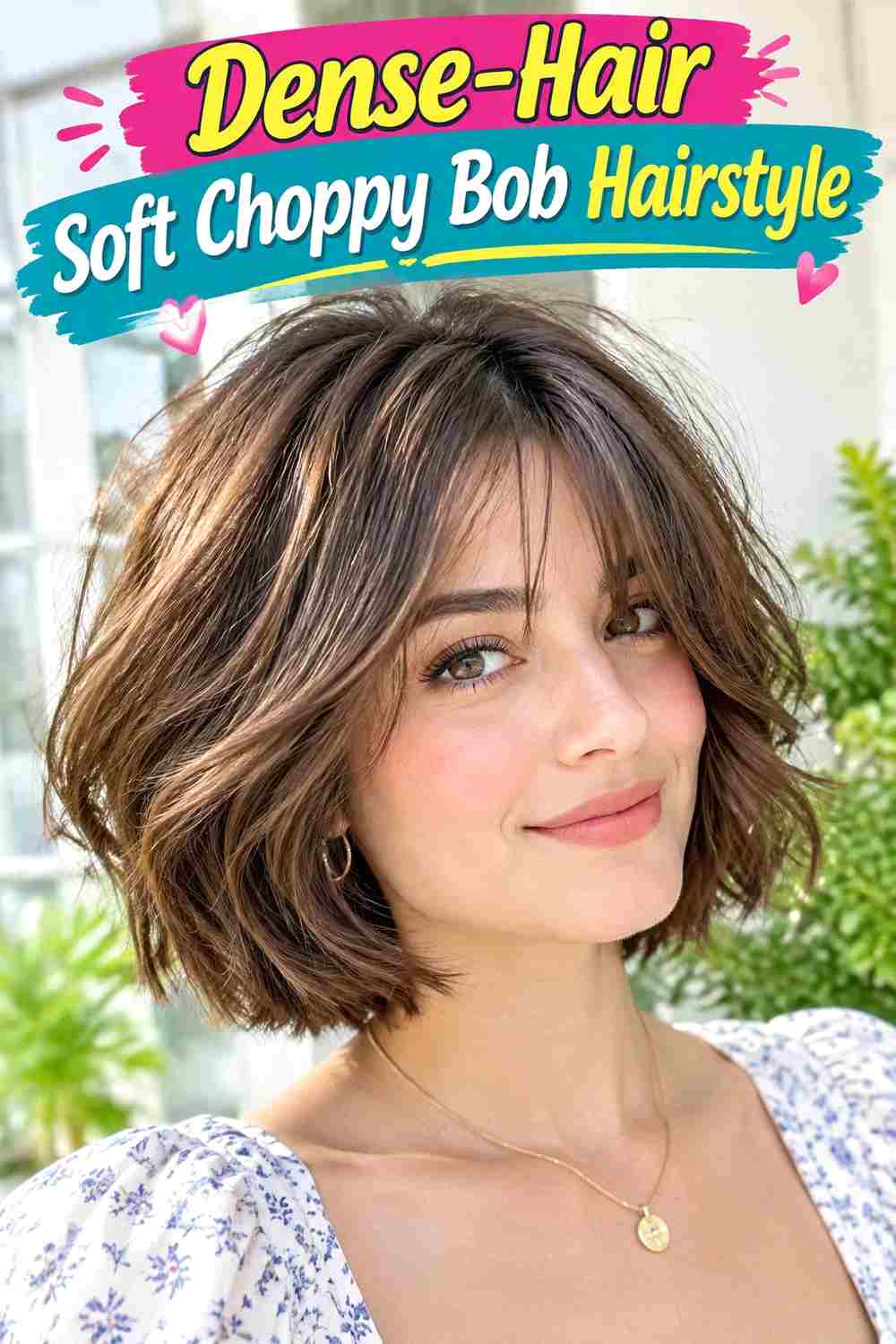 Dense-Hair Soft Choppy Bob Hairstyle