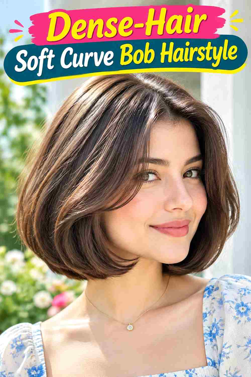 Dense-Hair Soft Curve Bob Hairstyle