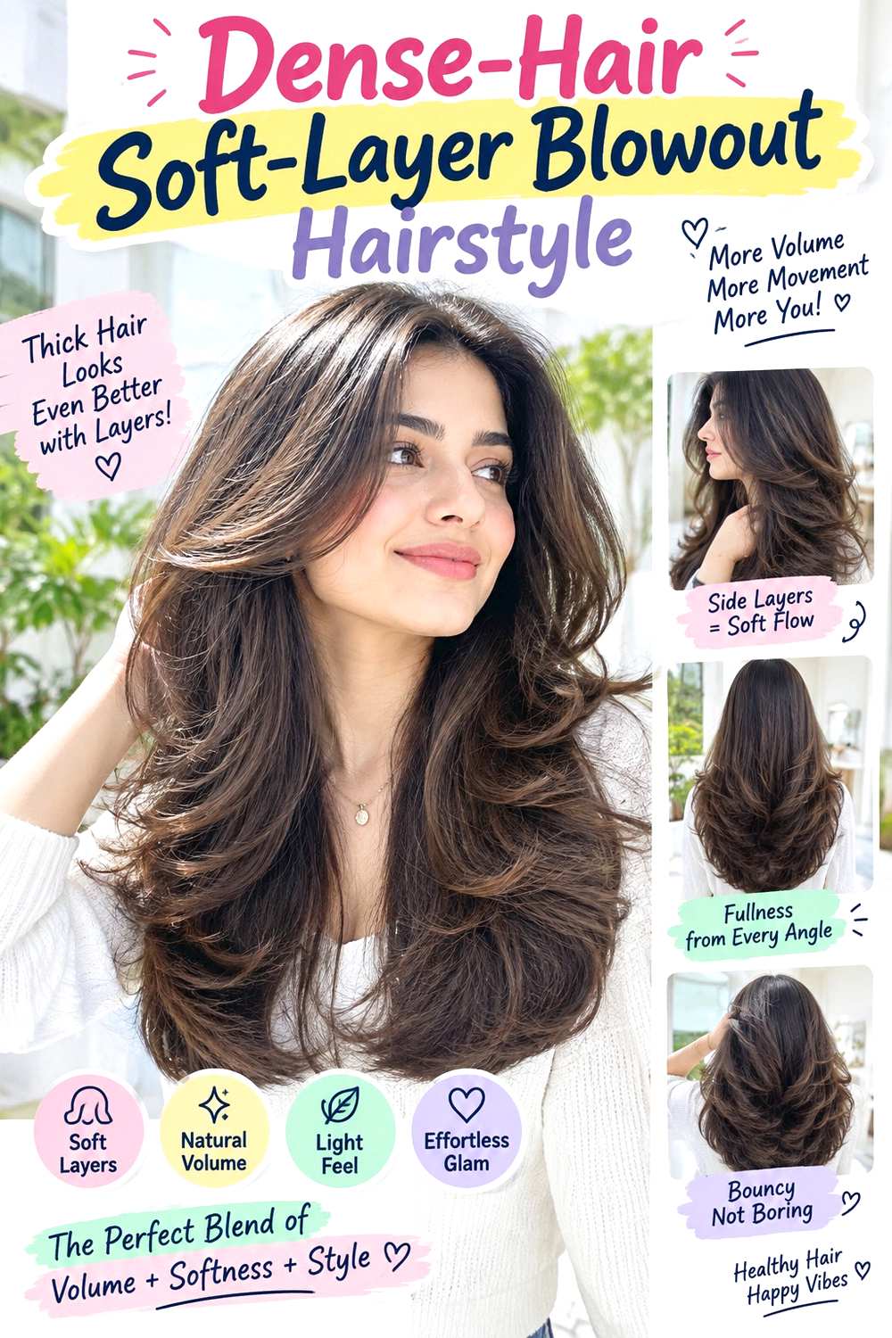 Dense-Hair Soft-Layer Blowout Hairstyle