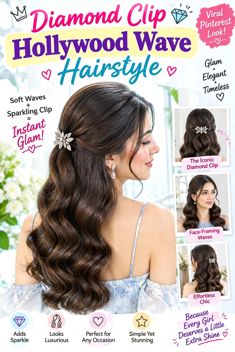 Diamond Clip Hollywood Wave Hairstyle