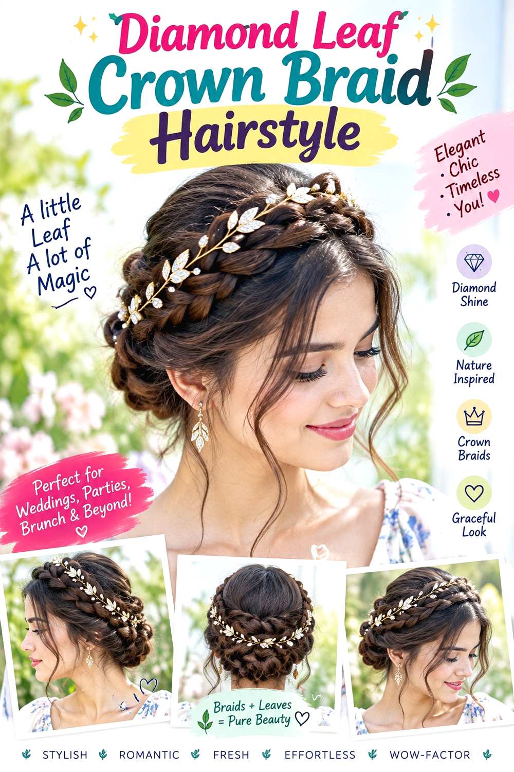 Diamond Leaf Crown Braid Hairstyle