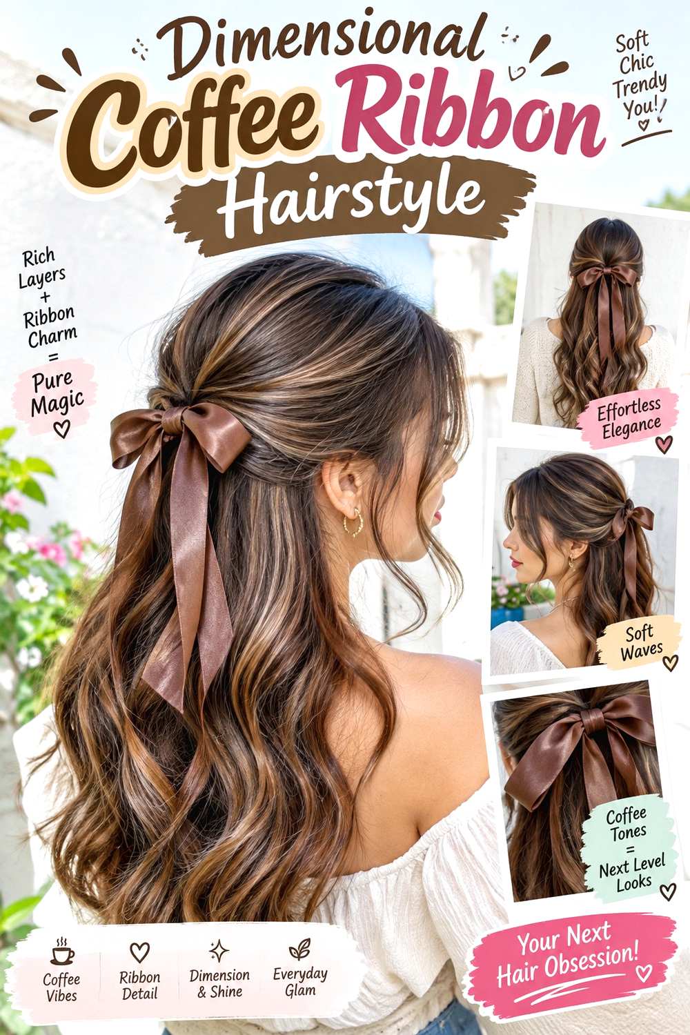 Dimensional Coffee Ribbon Hairstyle