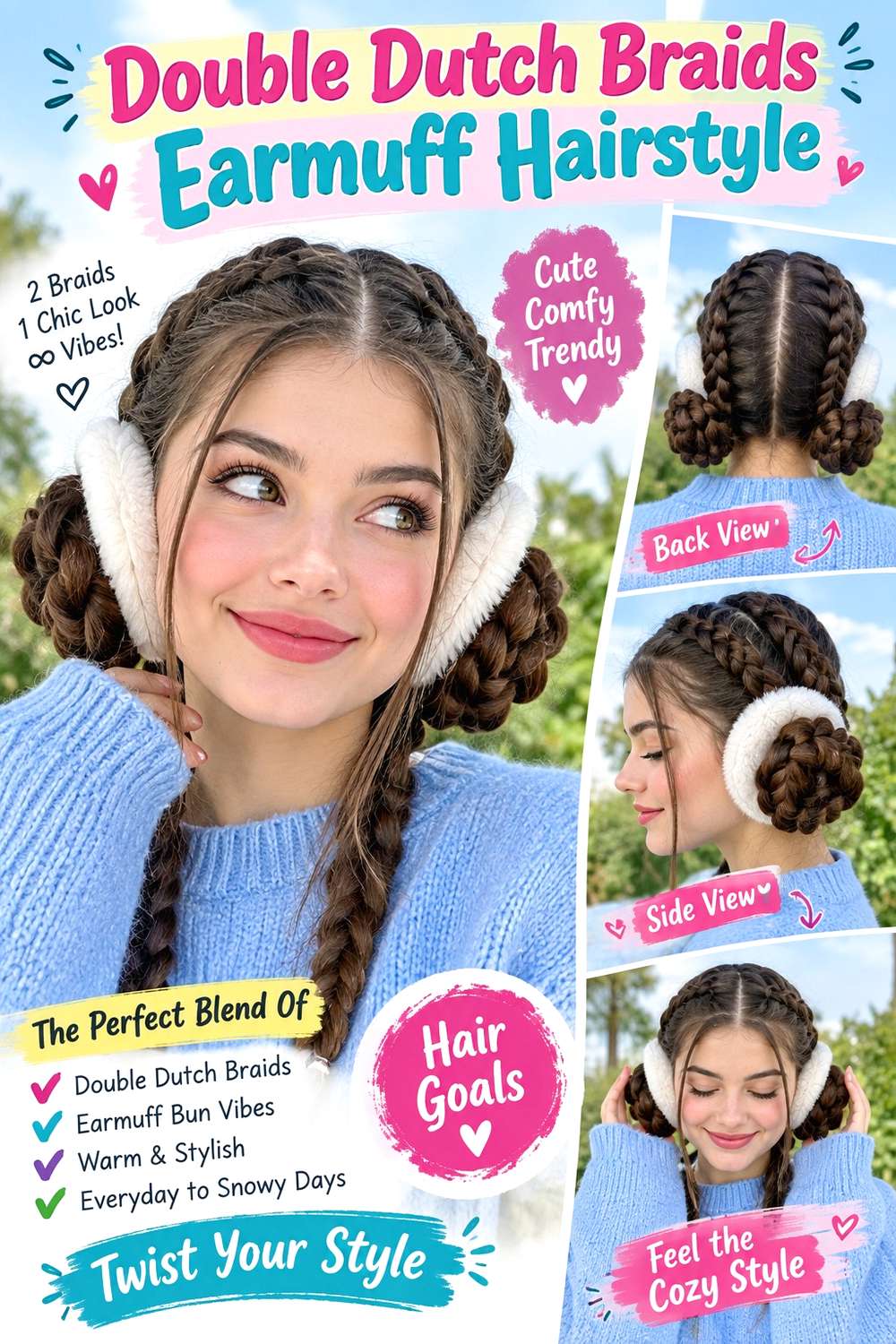 Double Dutch Braids Earmuff Hairstyle