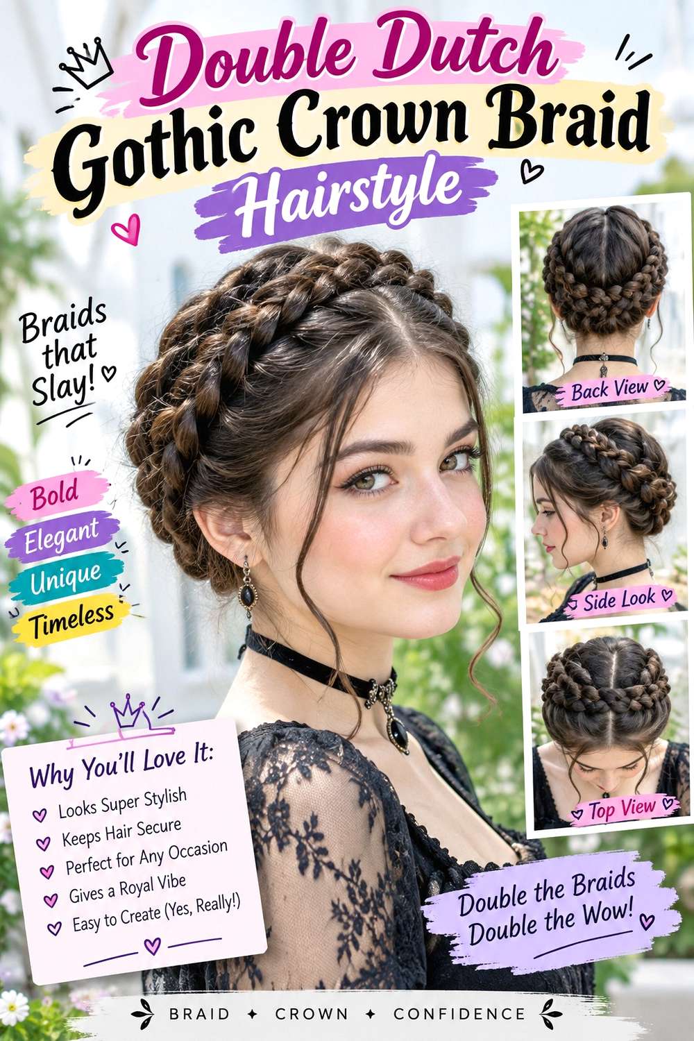 Double Dutch Gothic Crown Braid Hairstyle
