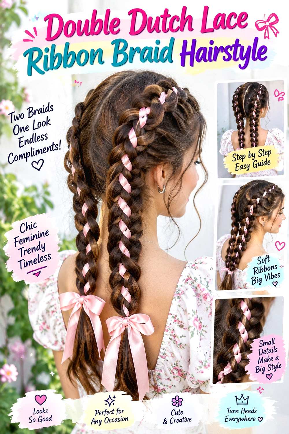 Double Dutch Lace Ribbon Braid Hairstyle