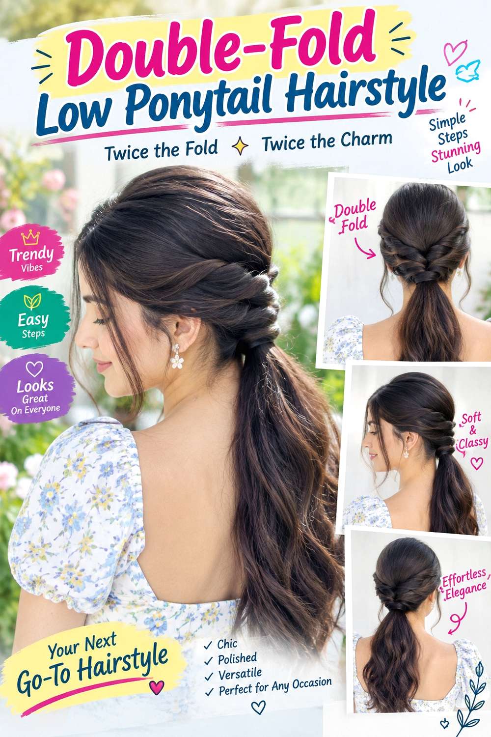Double-Fold Low Ponytail Hairstyle