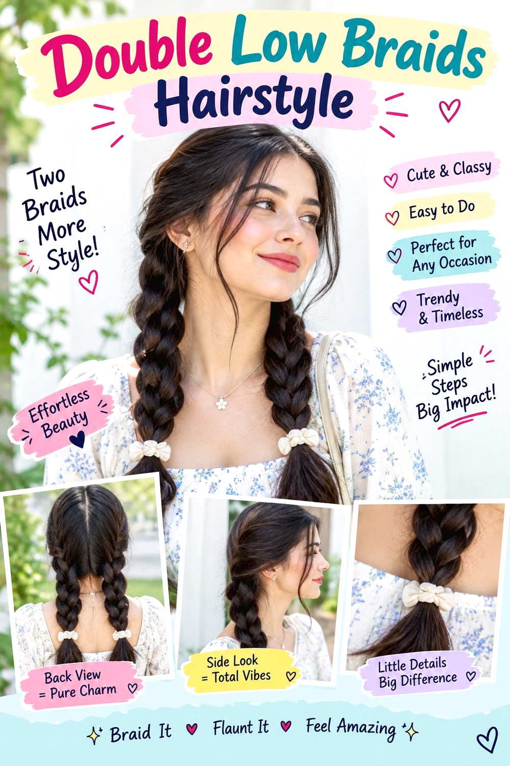 Double Low Braids Hairstyle