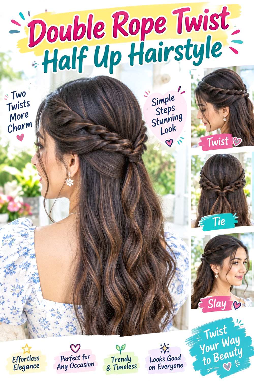 Double Rope Twist Half Up Hairstyle