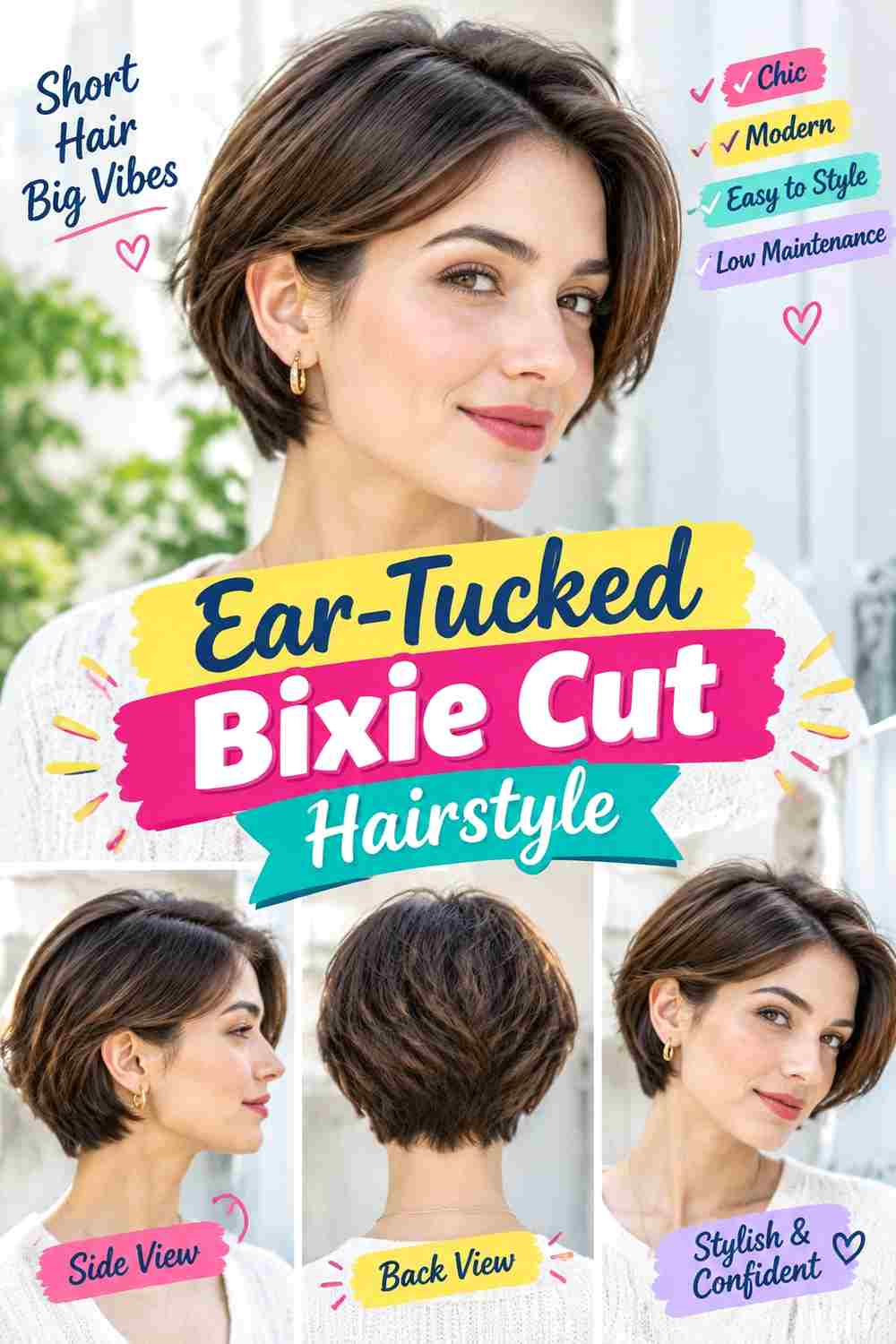 Ear-Tucked Bixie Cut Hairstyle