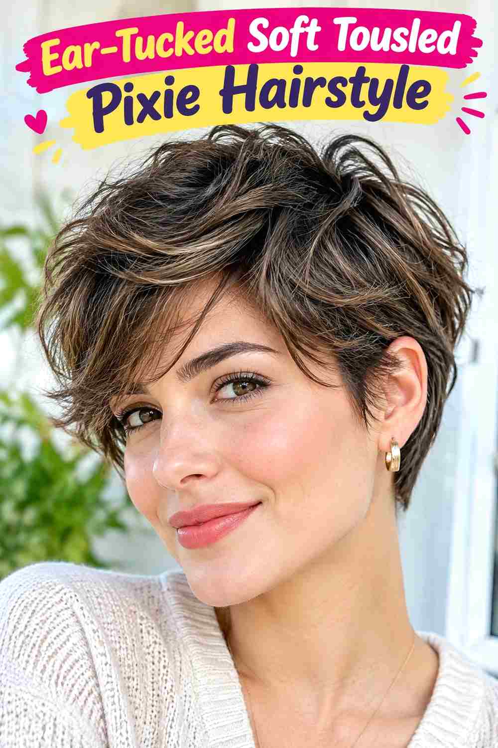 Ear-Tucked Soft Tousled Pixie Hairstyle