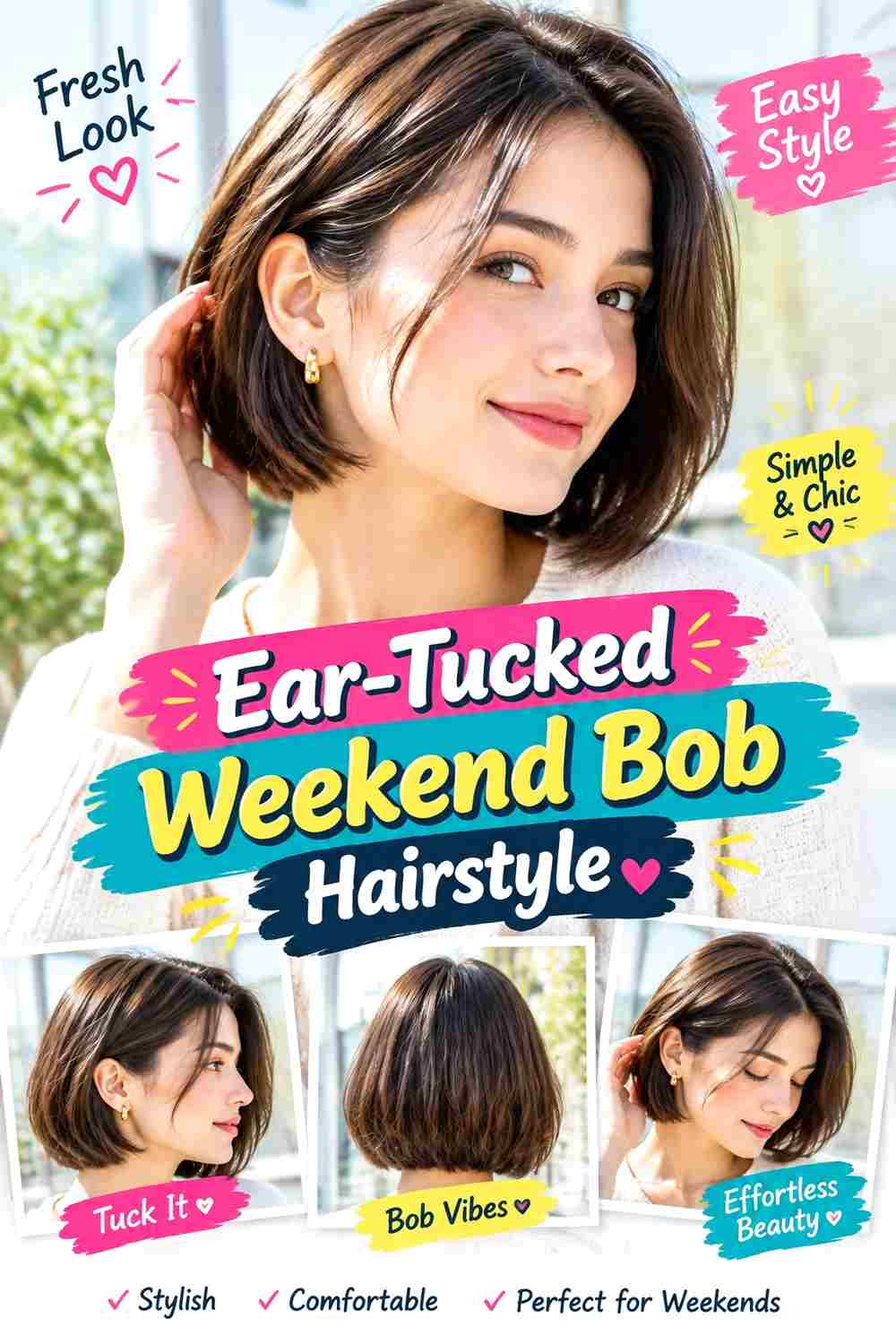 Ear-Tucked Weekend Bob Hairstyle