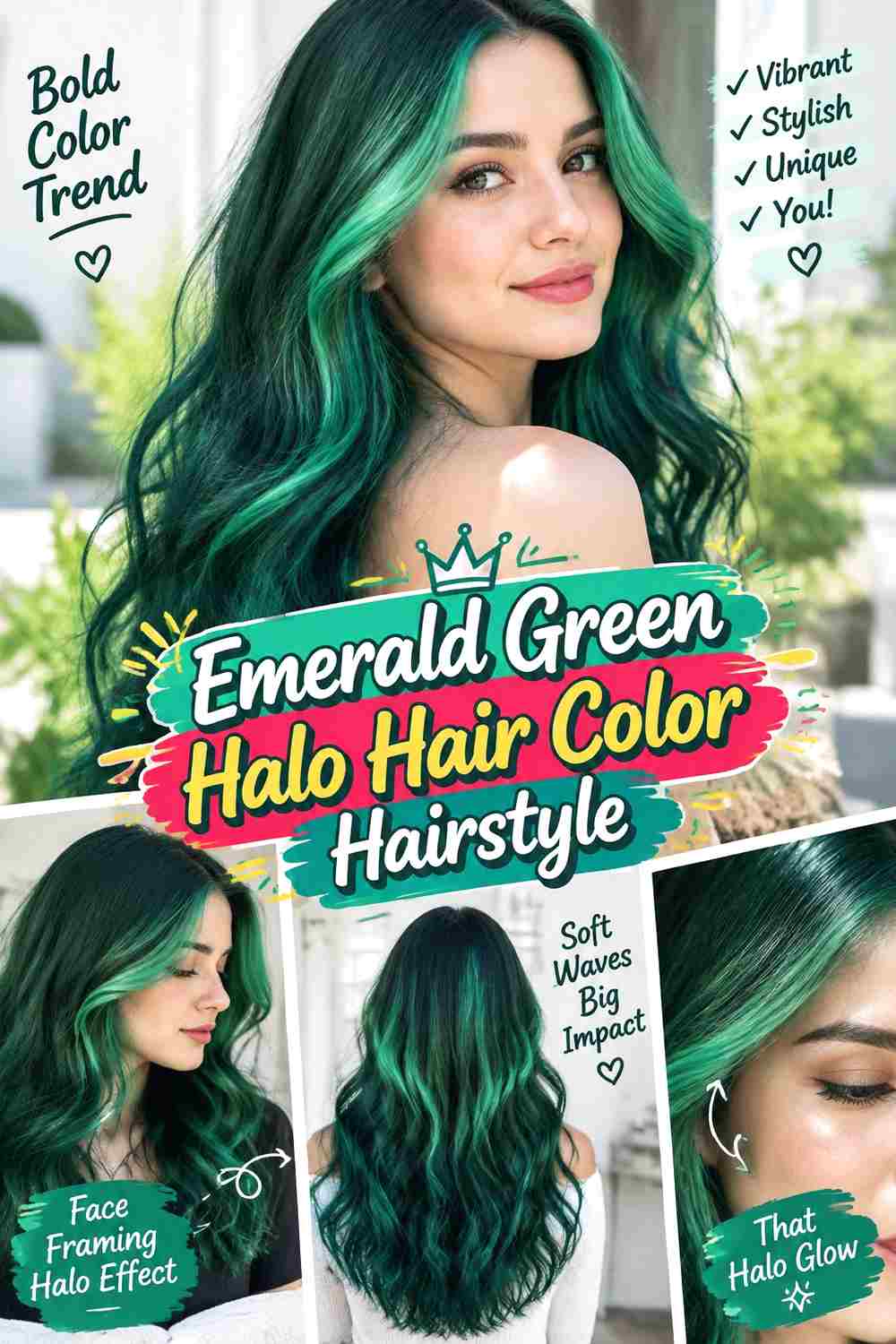 Emerald Green Halo Hair Color Hairstyle