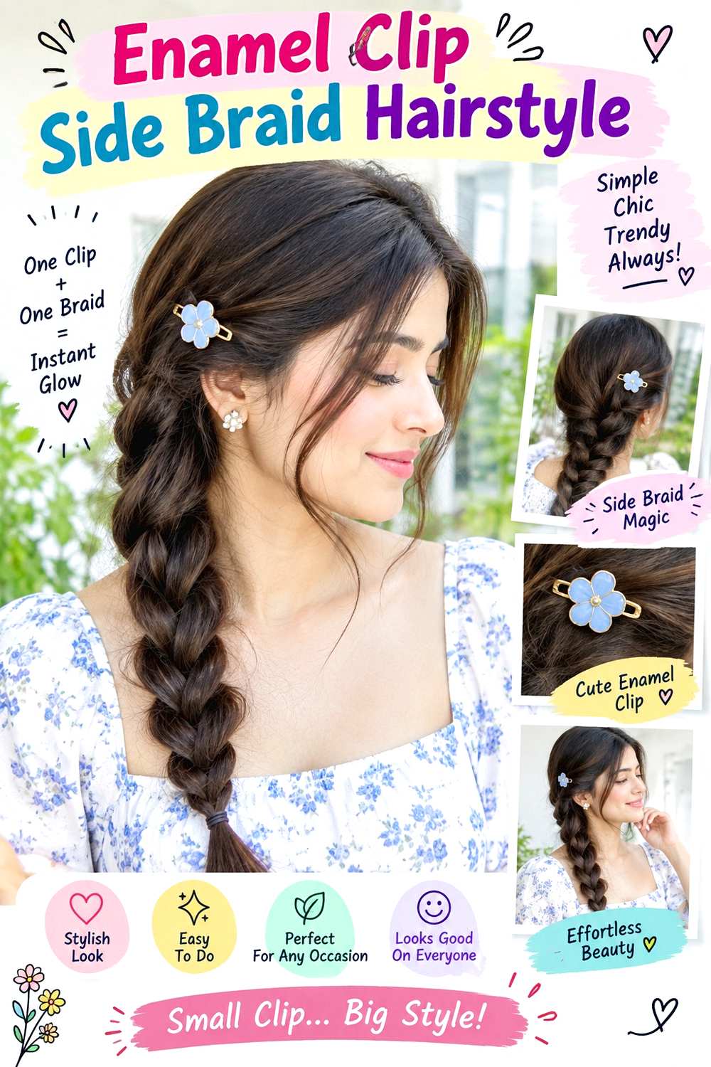 Enamel Clip Side Braid Hairstyle