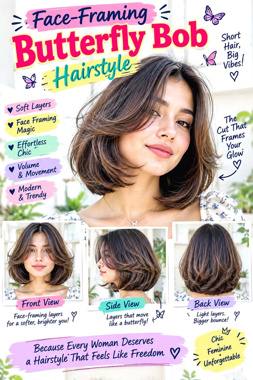 Face-Framing Butterfly Bob Hairstyle