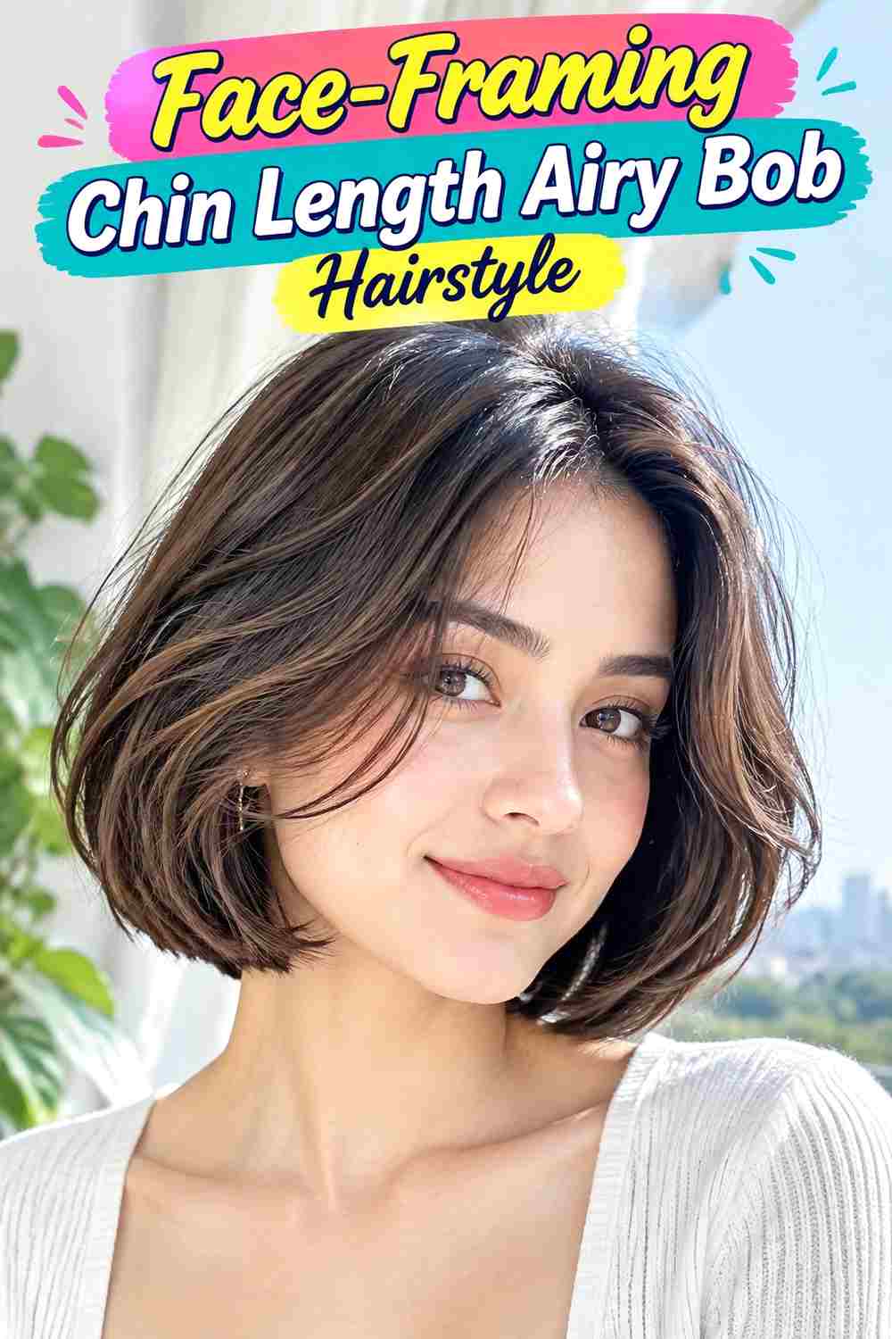Face-Framing Chin Length Airy Bob Hairstyle