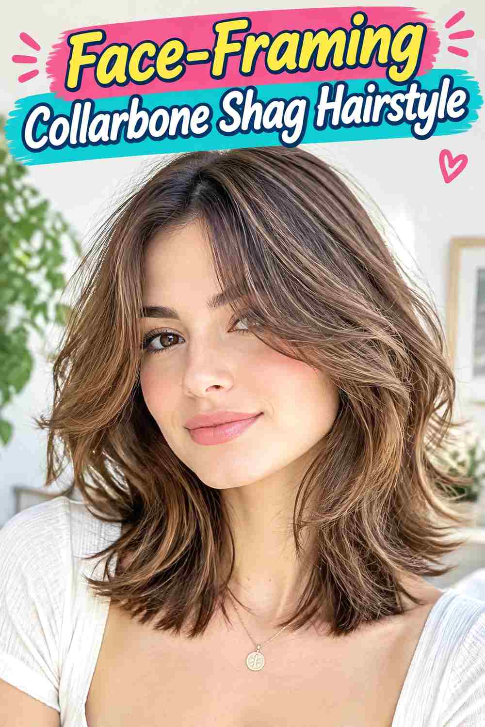 Face-Framing Collarbone Shag Hairstyle