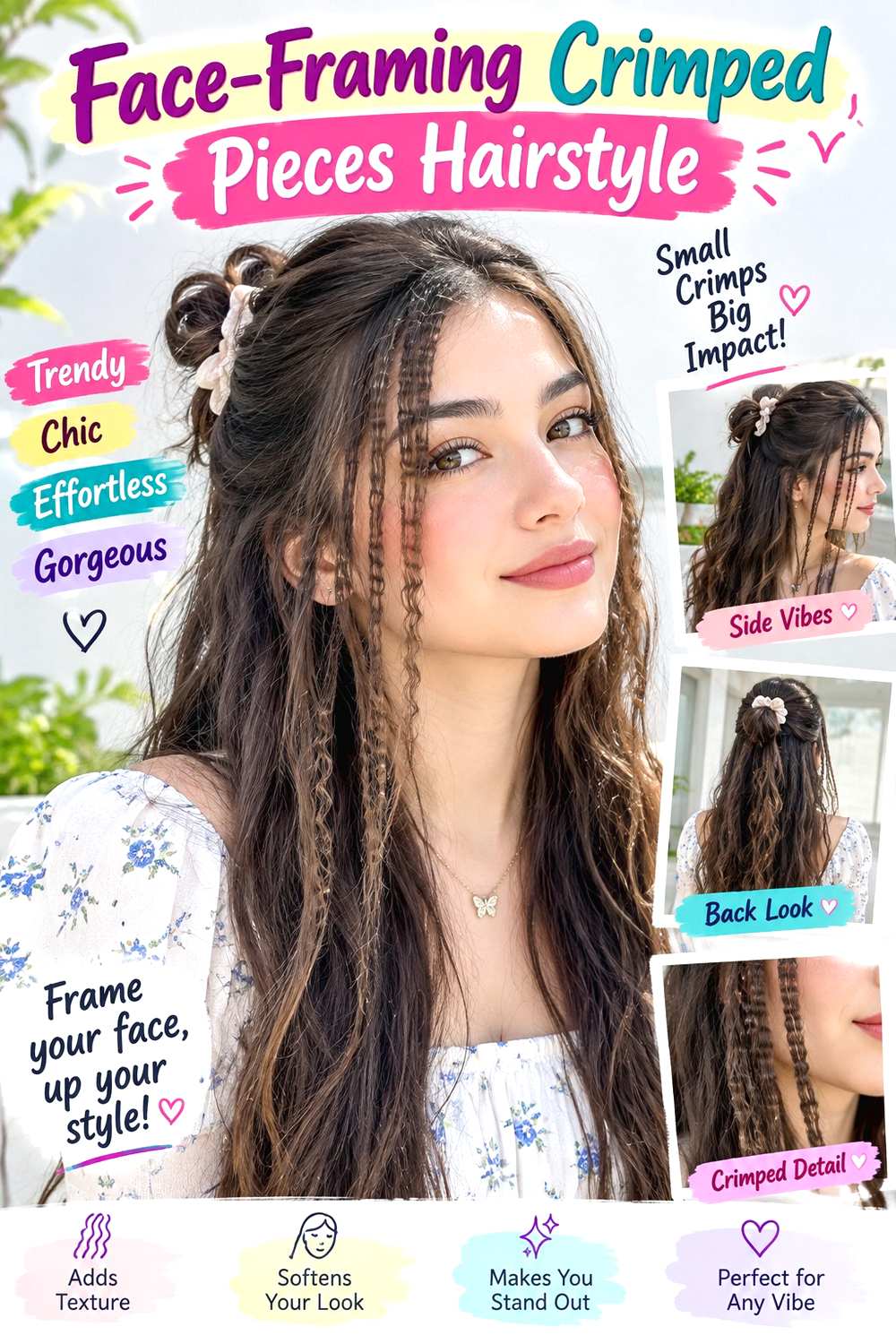 Face-Framing Crimped Pieces Hairstyle