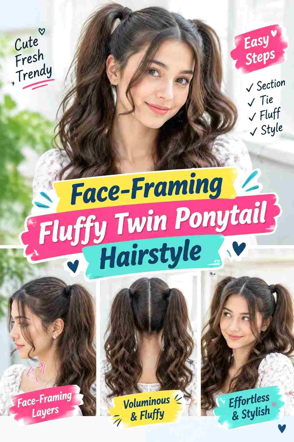 Face-Framing Fluffy Twin Ponytail Hairstyle