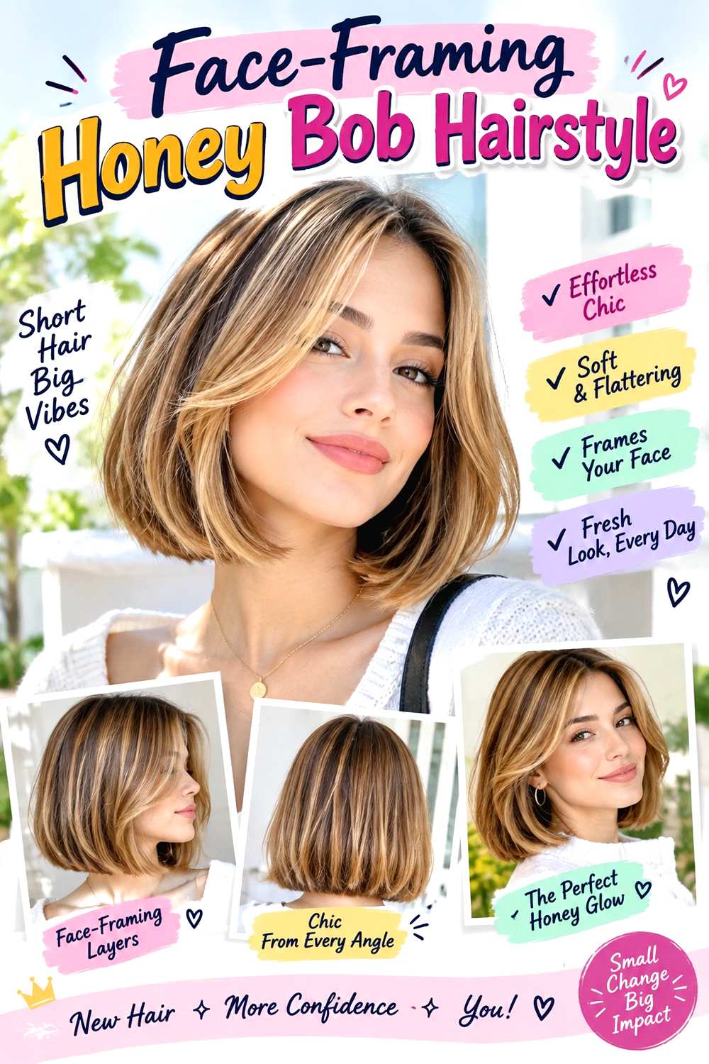 Face-Framing Honey Bob Hairstyle