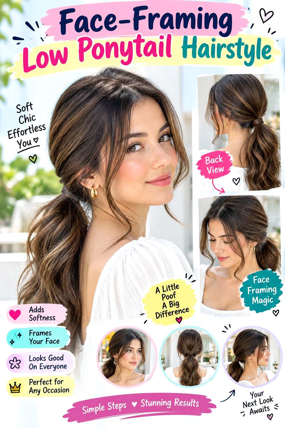 Face-Framing Low Ponytail Hairstyle