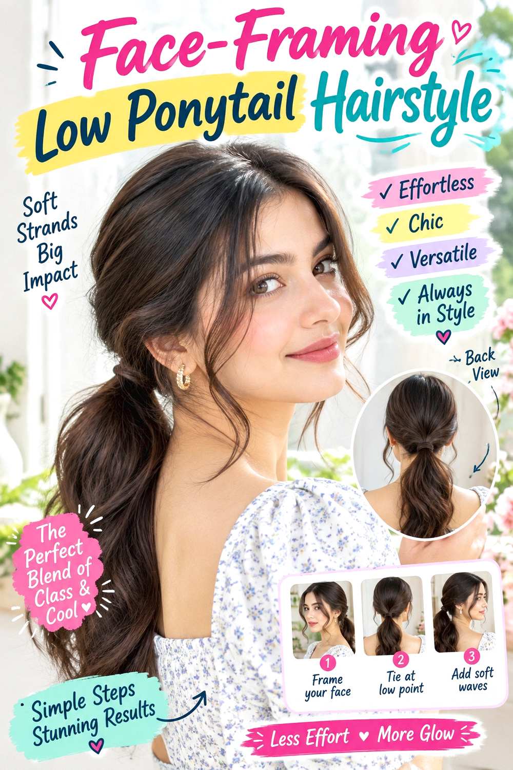 Face-Framing Low Ponytail Hairstyle