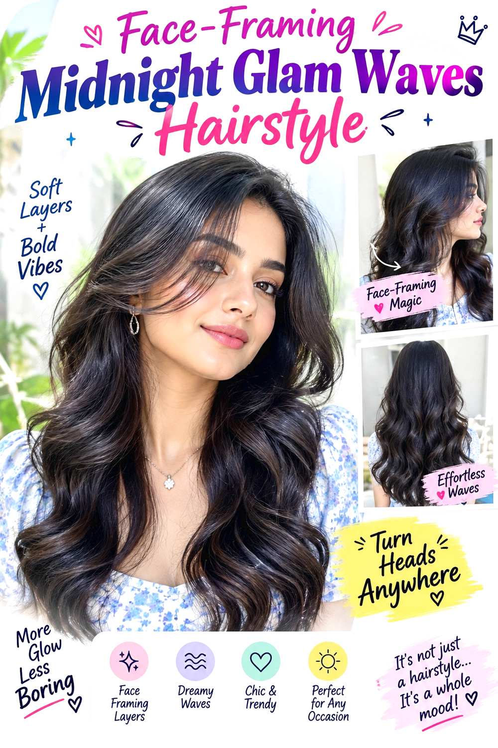 Face-Framing Midnight Glam Waves Hairstyle