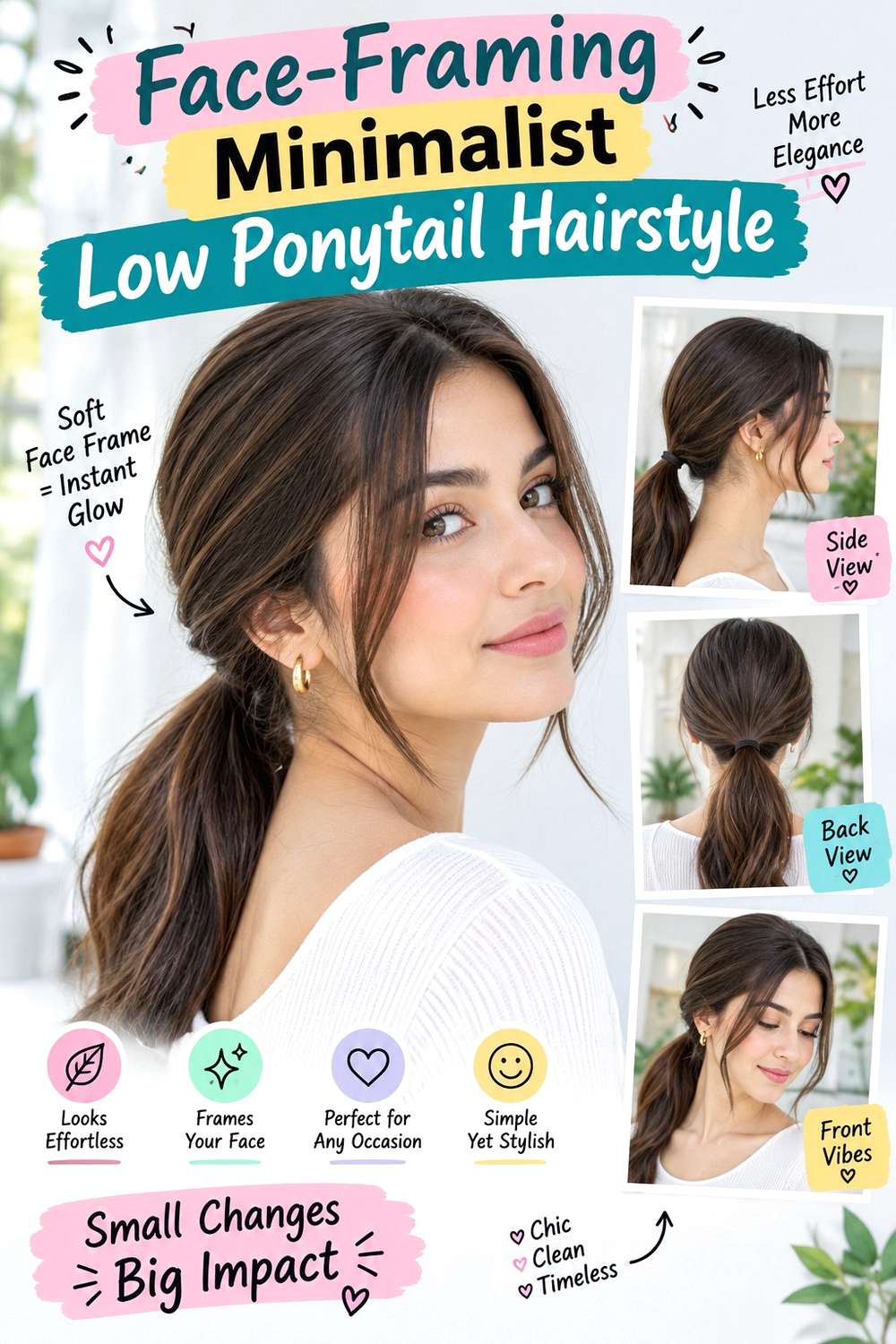 Face-Framing Minimalist Low Ponytail Hairstyle