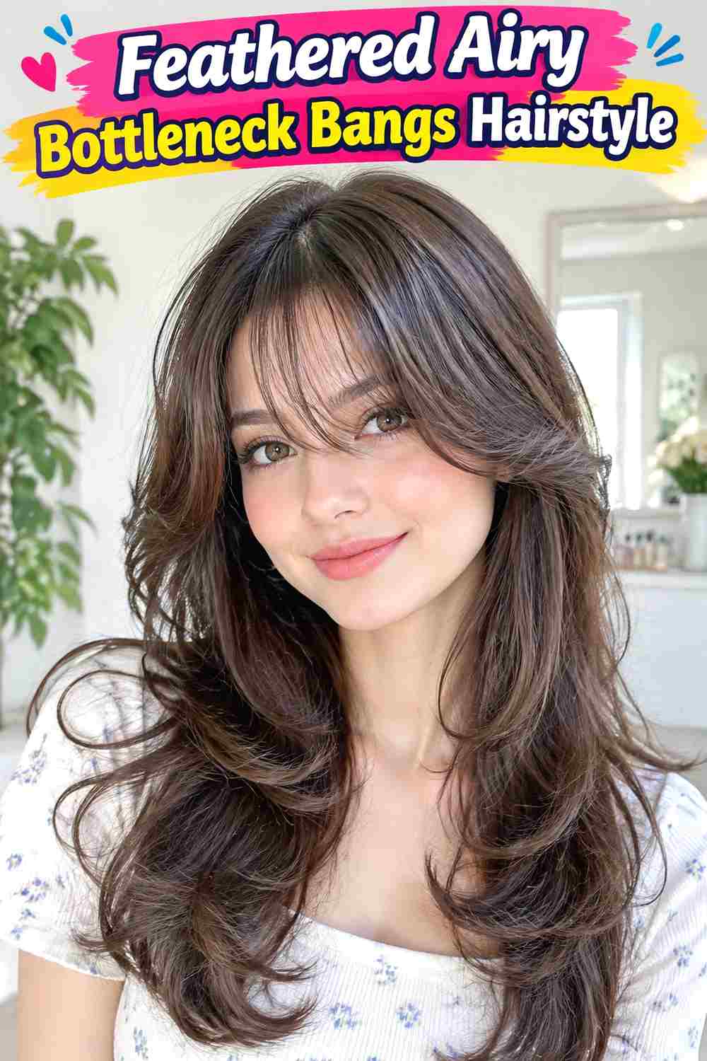Feathered Airy Bottleneck Bangs Hairstyle