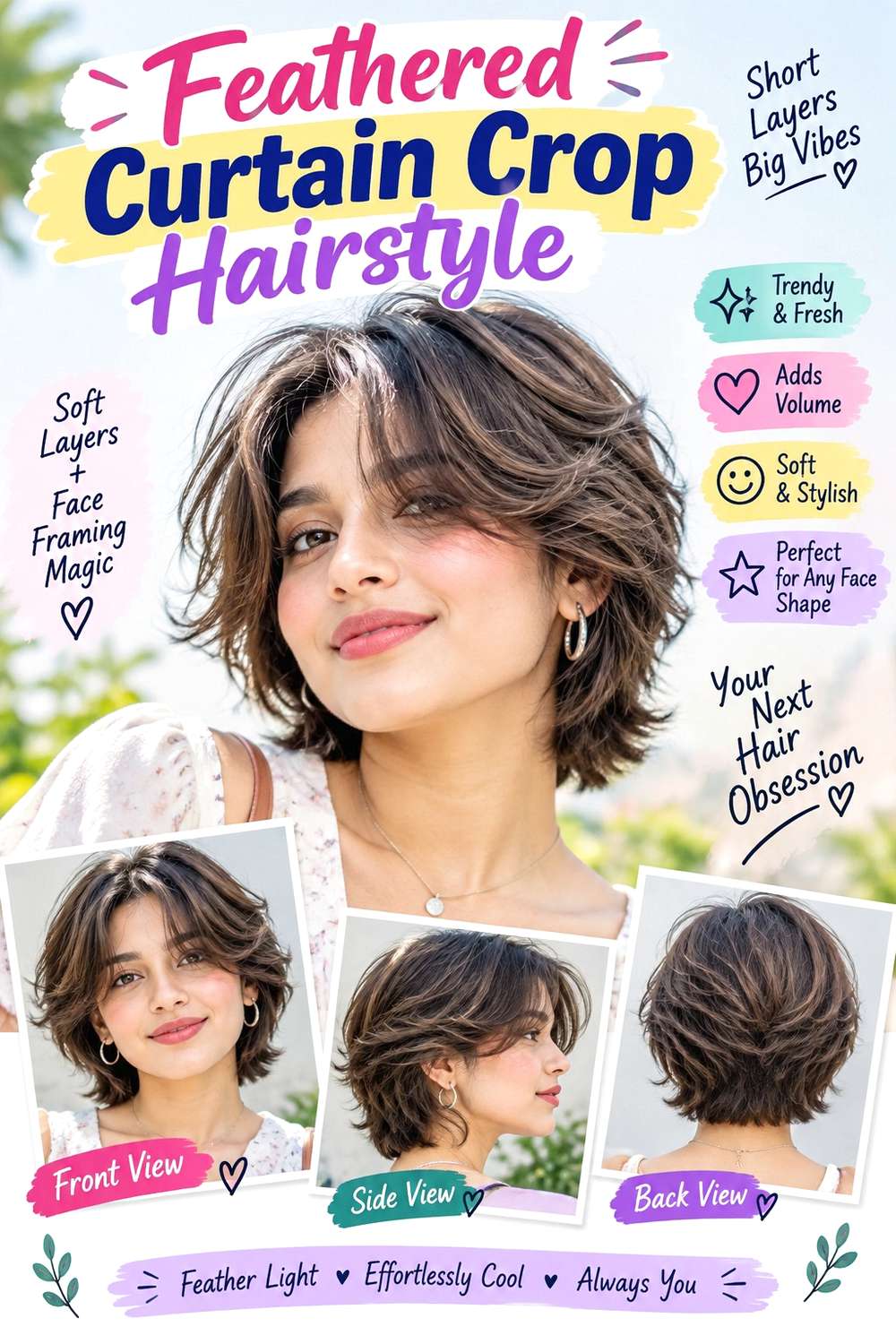 Feathered Curtain Crop Hairstyle