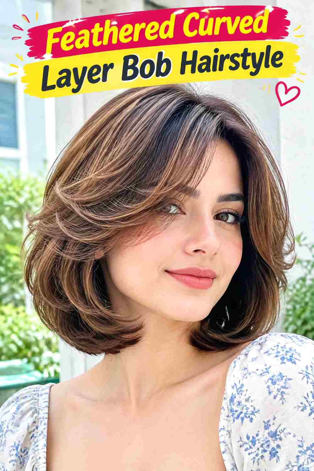 Feathered Curved Layer Bob Hairstyle