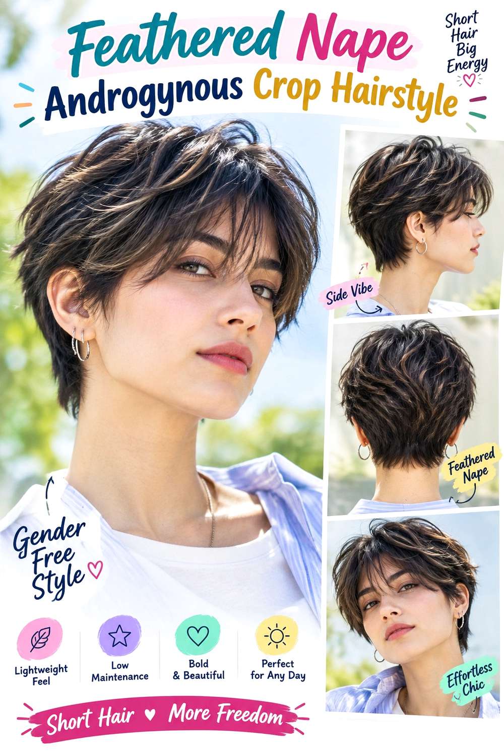 Feathered Nape Androgynous Crop Hairstyle