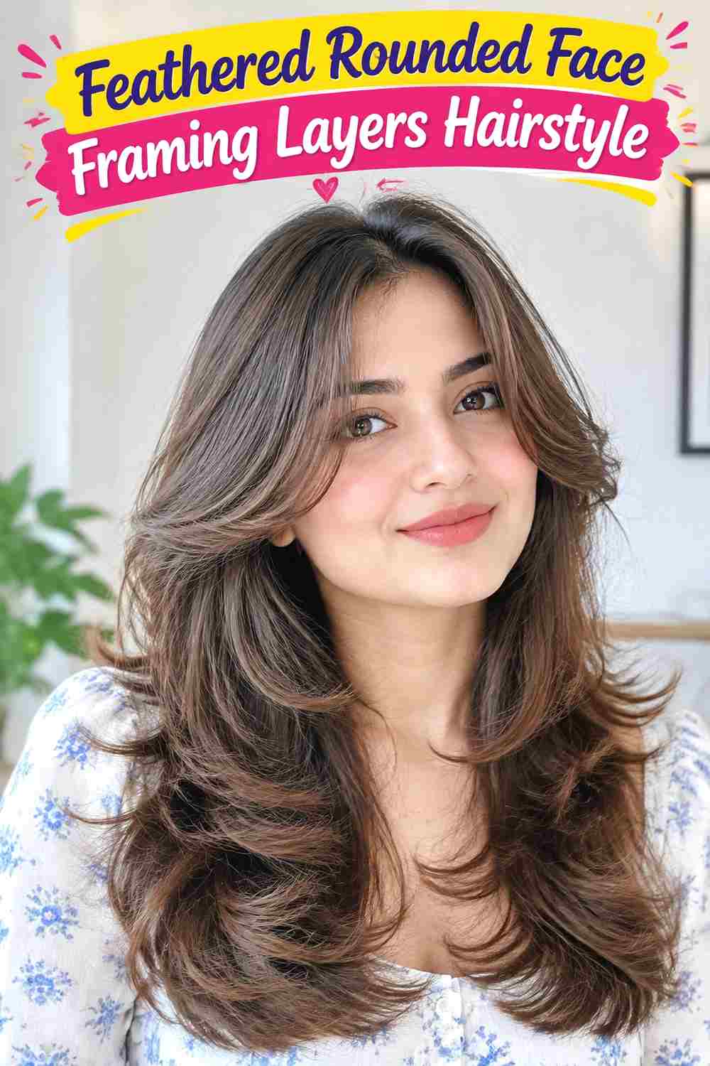 Feathered Rounded Face Framing Layers Hairstyle