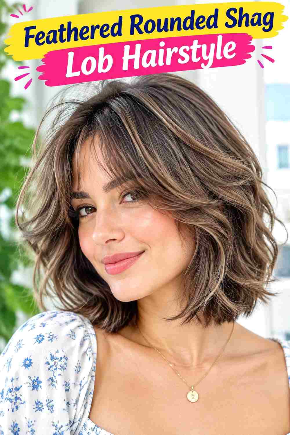 Feathered Rounded Shag Lob Hairstyle