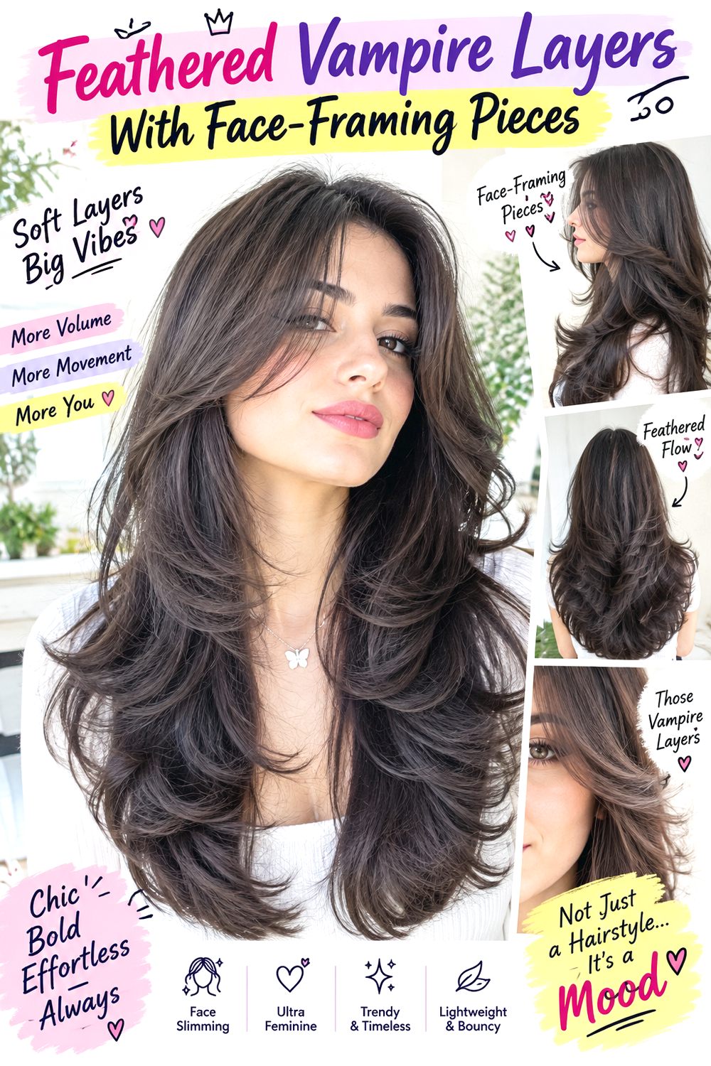Feathered Vampire Layers With Face-Framing Pieces Hairstyle