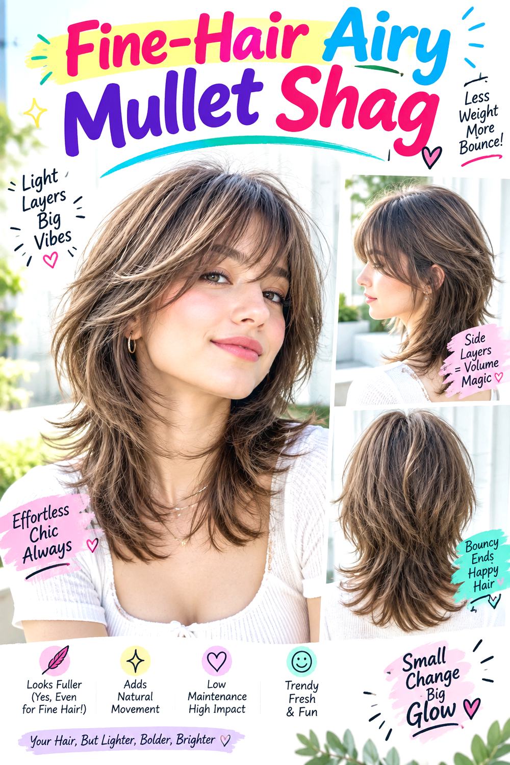 Fine-Hair Airy Mullet Shag Hairstyle