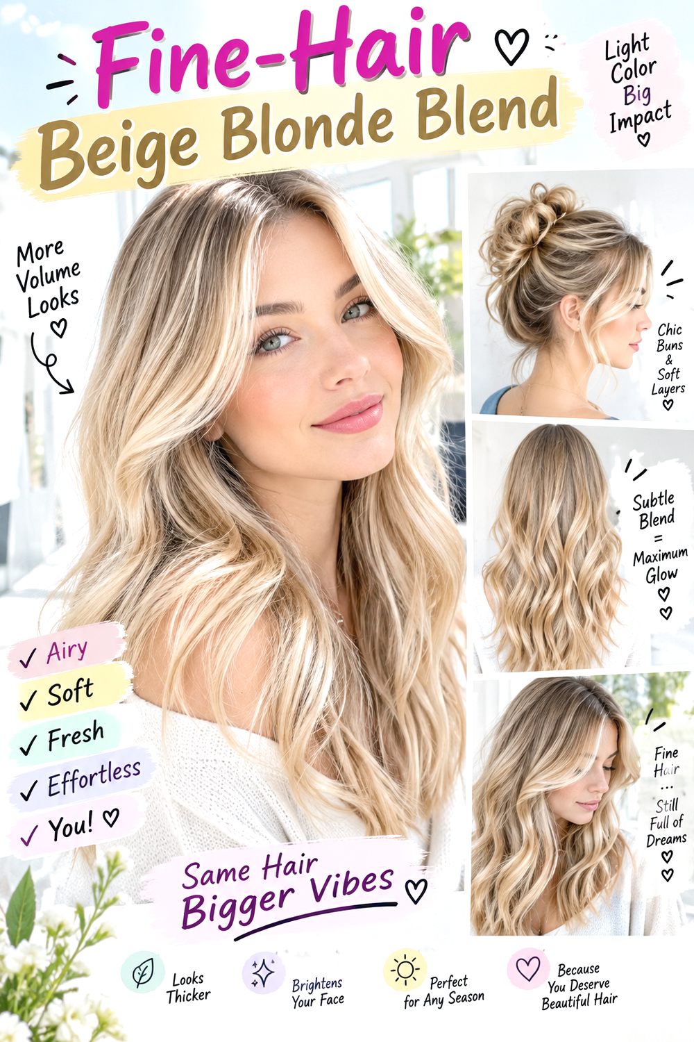 Fine-Hair Beige Blonde Blend Hairstyle