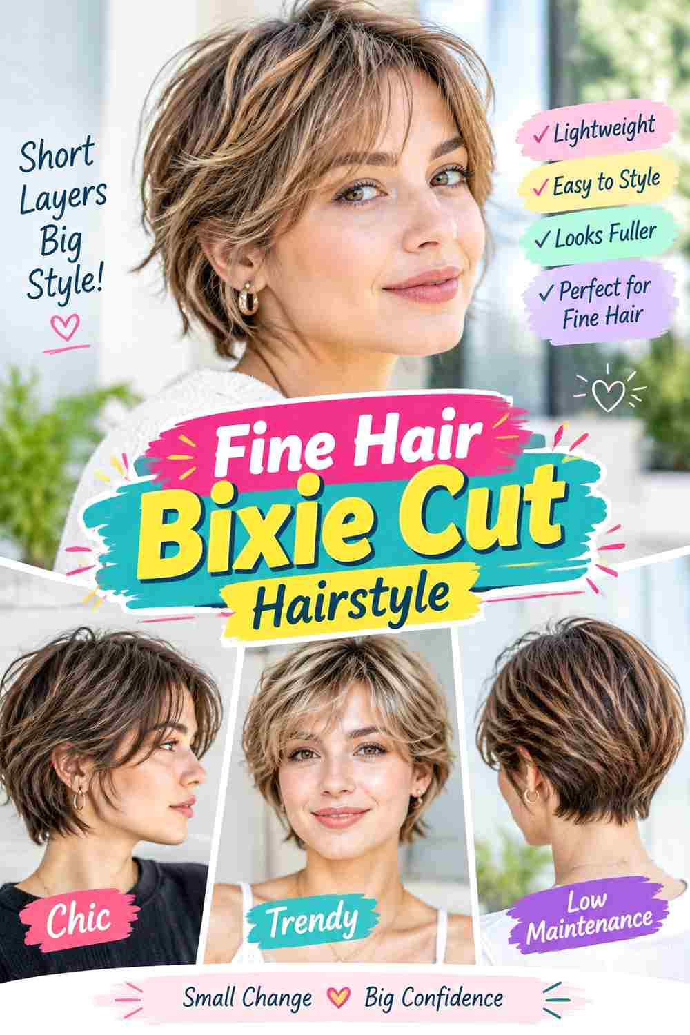 Fine Hair Bixie Cut Hairstyle