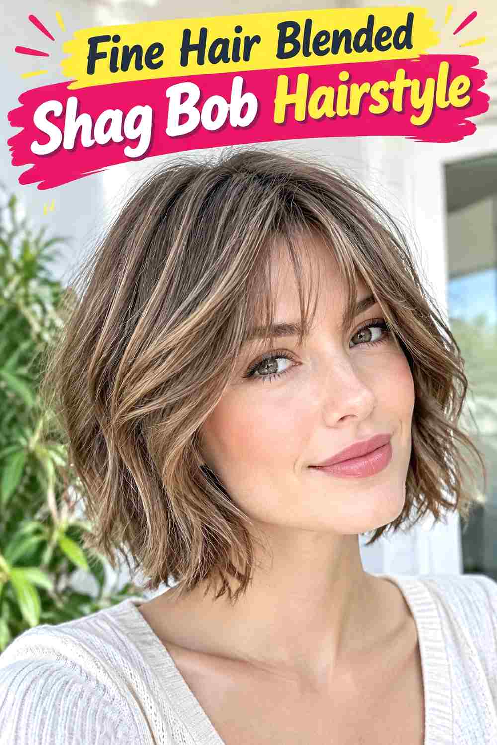 Fine Hair Blended Shag Bob Hairstyle