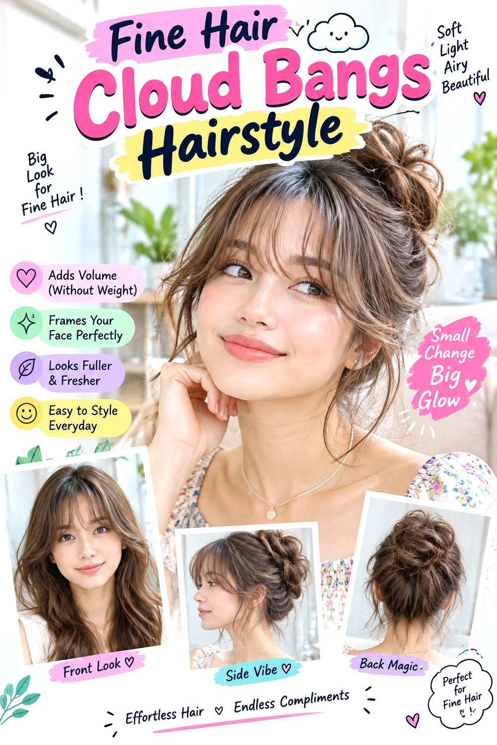 Fine Hair Cloud Bangs Hairstyle