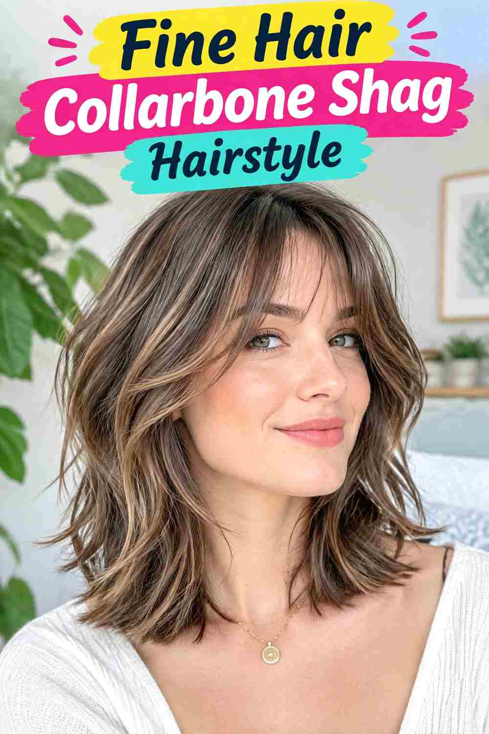 Fine Hair Collarbone Shag Hairstyle
