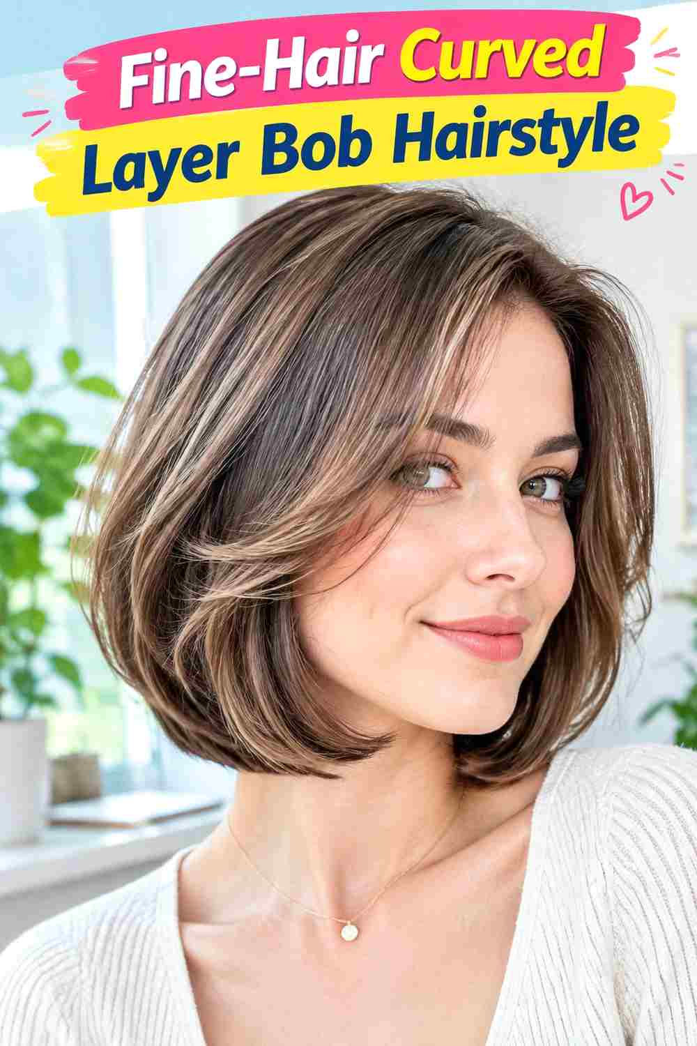 Fine-Hair Curved Layer Bob Hairstyle