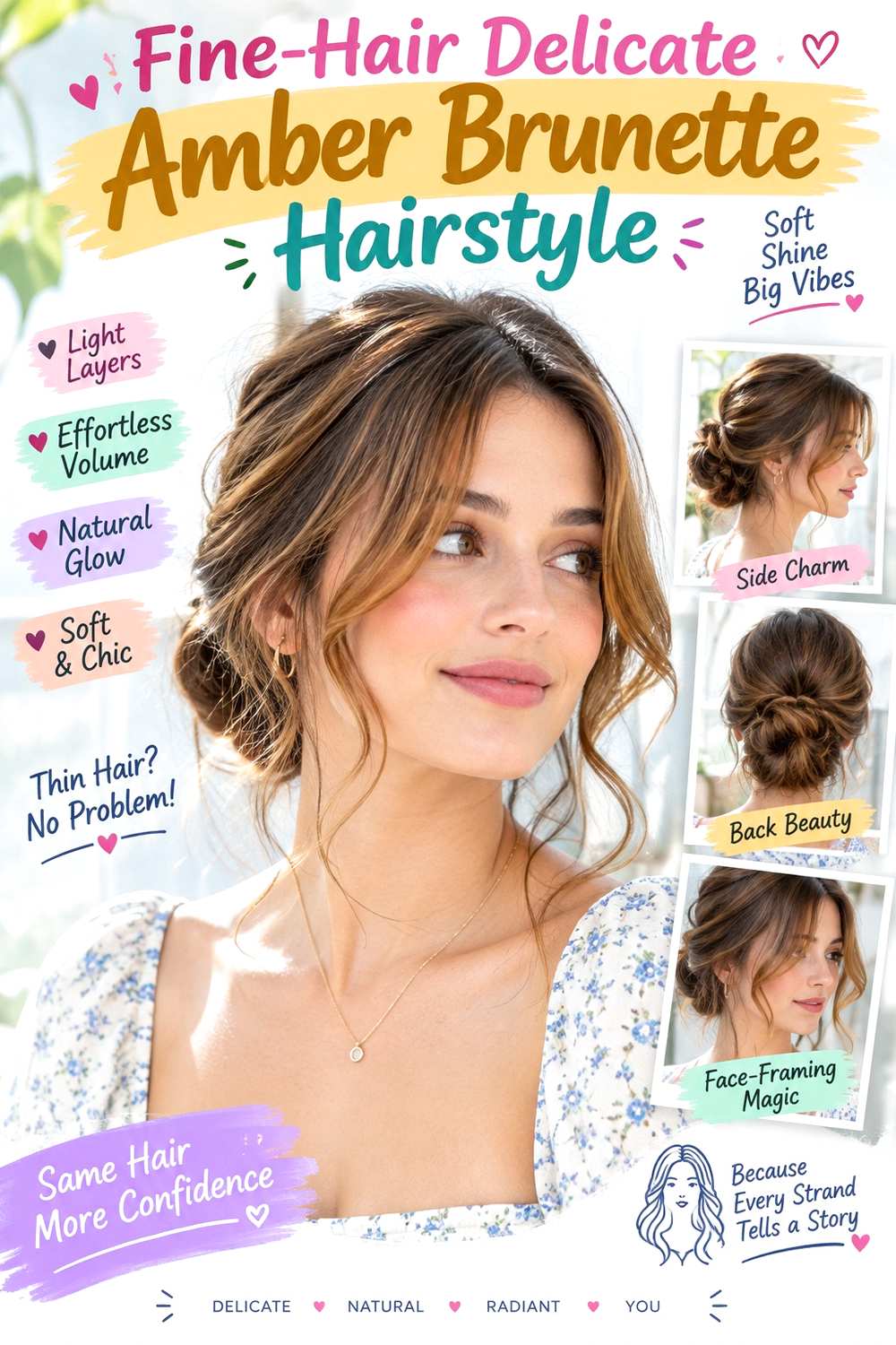 Fine-Hair Delicate Amber Brunette Hairstyle