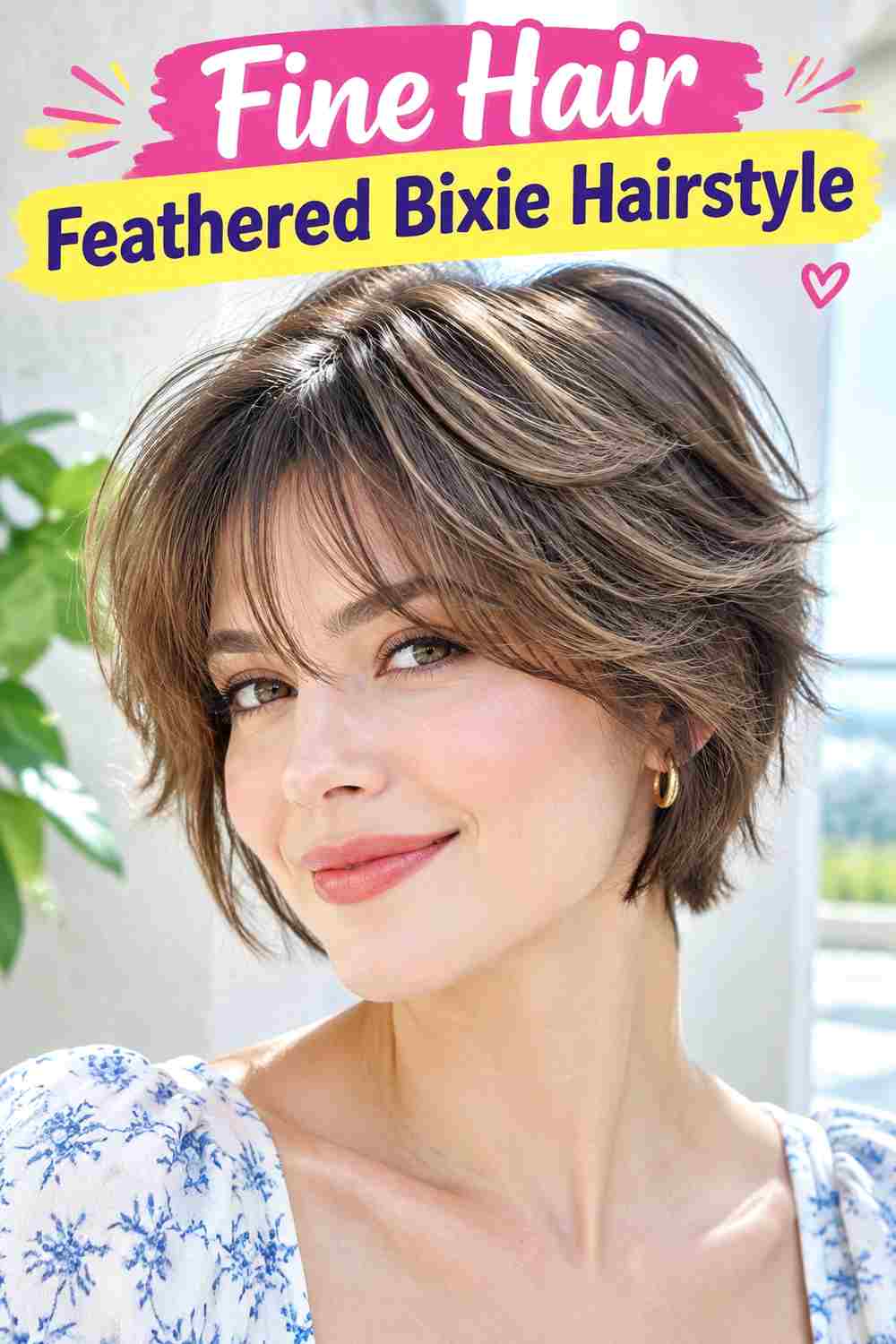 Fine Hair Feathered Bixie Hairstyle