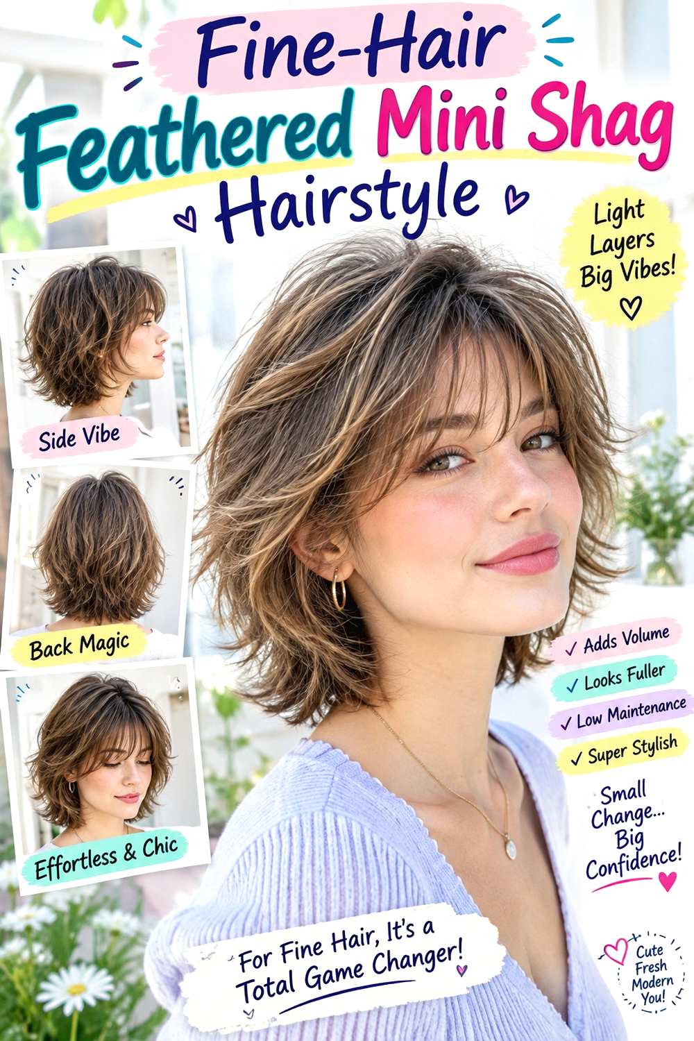 Fine-Hair Feathered Mini Shag Hairstyle