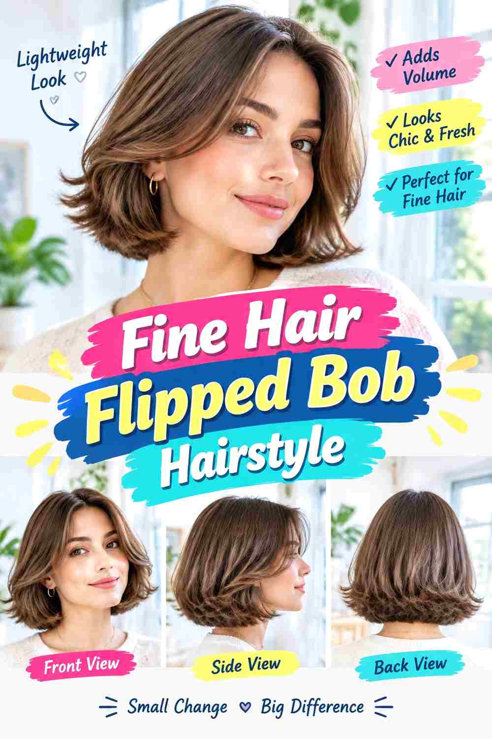 Fine Hair Flipped Bob Hairstyle