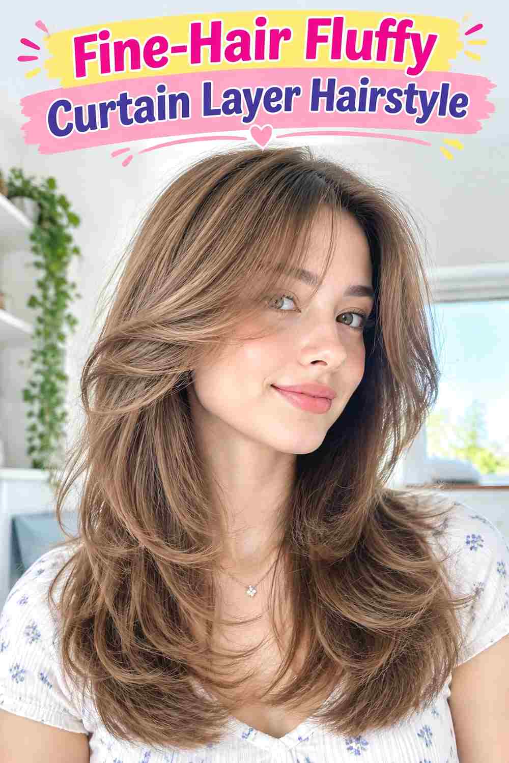Fine-Hair Fluffy Curtain Layer Hairstyle