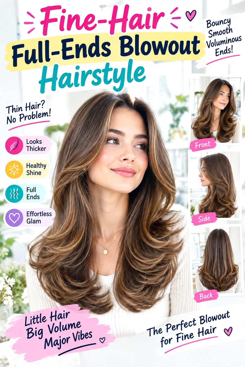 Fine-Hair Full-Ends Blowout Hairstyle