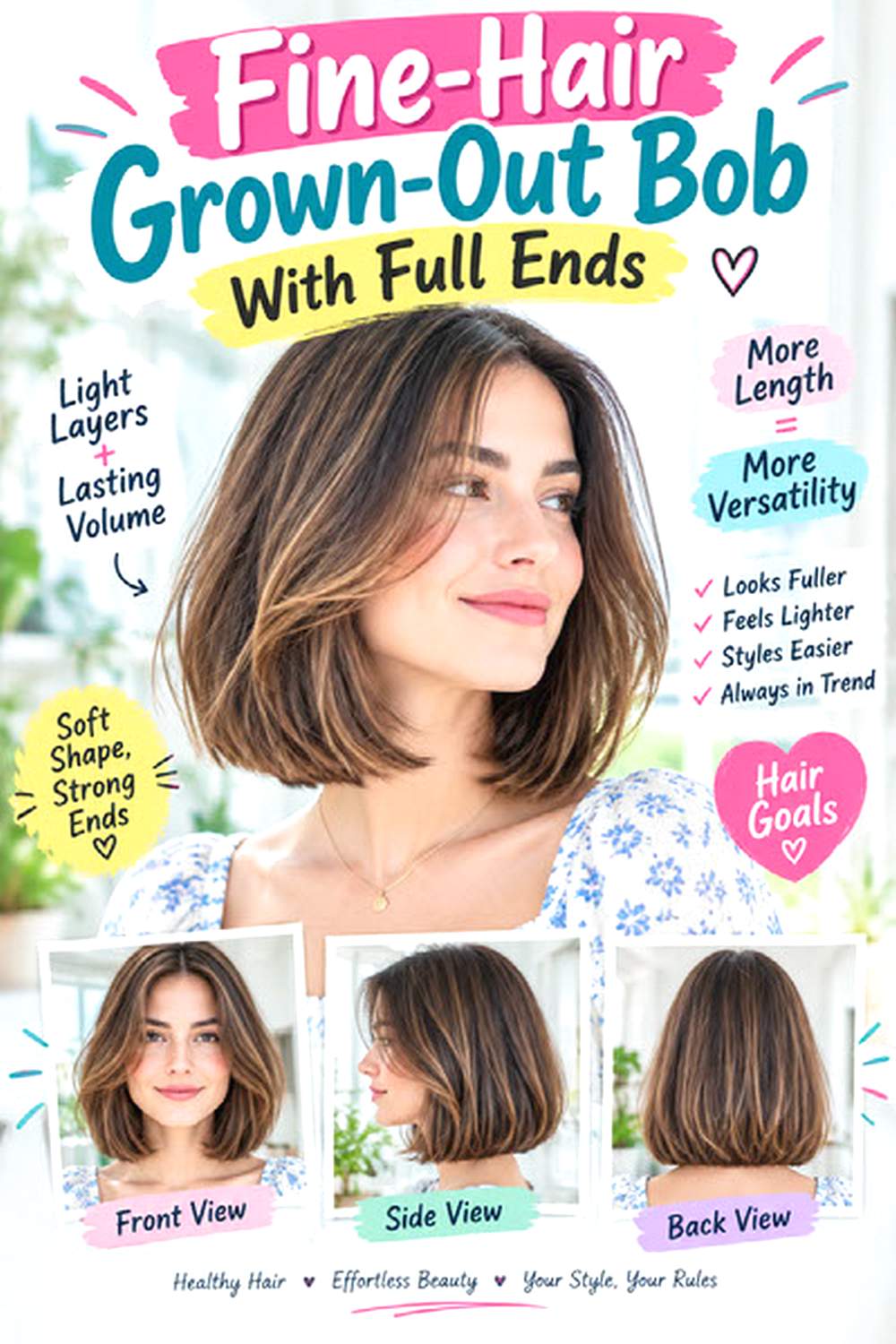 Fine-Hair Grown-Out Bob With Full Ends